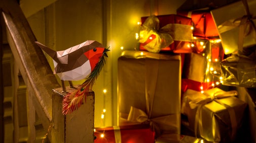 Christmas paper robin at Ham House, London
